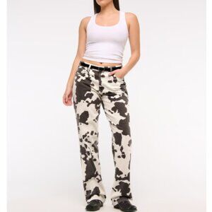 Abercombie & Finch- Curve Love Low Rise Baggy Jean- COW PRINT